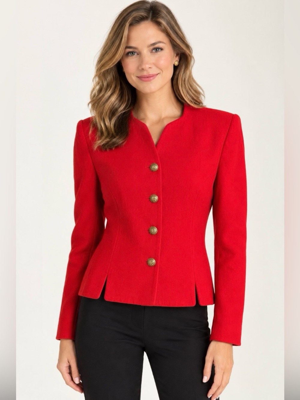 Vintage 90’s Requirements 100% Pure Wool  Red Blazer Jacket Size 12